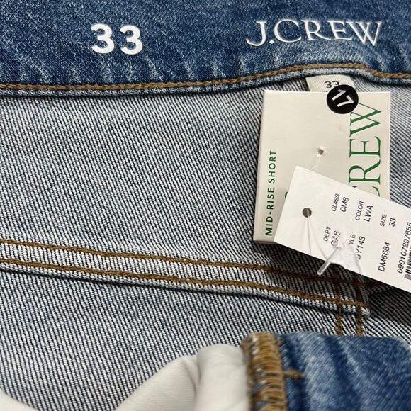 J. Crew Mid-rise denim short in Lakeshore blue wash cut off NWT size 33 - Picture 4 of 10